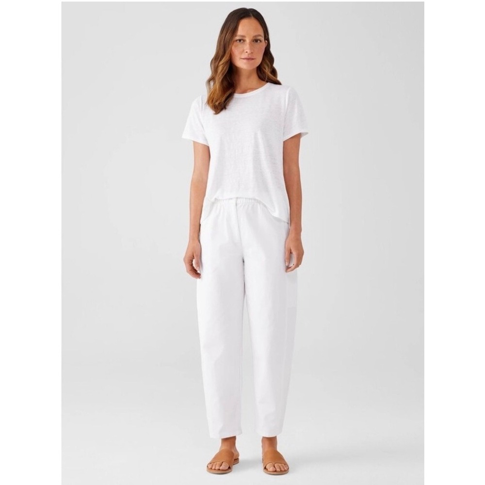 Eileen Fisher Organic Cotton Hemp Crop Cargo Pants White 1X Coastal Minimalist
